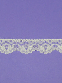 1" Eggshell 100% Polyester Floral Scalloped Lace Netting Edging Trim