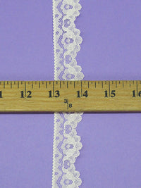 1" Eggshell 100% Polyester Floral Scalloped Lace Netting Edging Trim