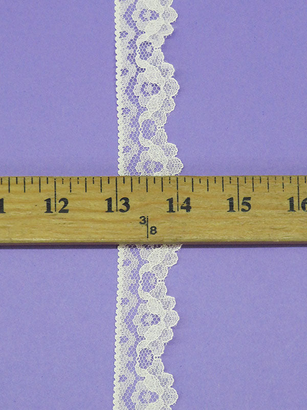 1" Eggshell 100% Polyester Floral Scalloped Lace Netting Edging Trim