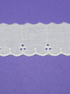 1.5" White Polyester/Cotton Embroidered Eyelet And Star Scalloped Lace Edging Trim