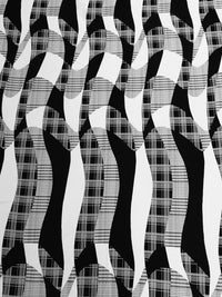 Black/White Polyester/Lycra Abstract Weave Jacquard Double Knit - NY Designer - 68W