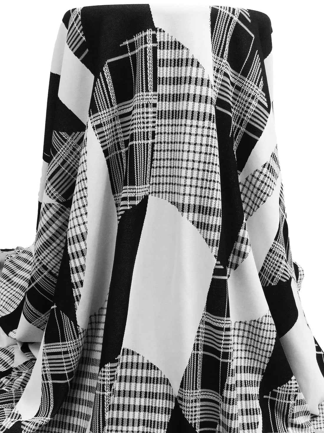 Black/White Polyester/Lycra Abstract Weave Jacquard Double Knit - NY Designer - 68W