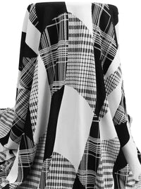 Black/White Polyester/Lycra Abstract Weave Jacquard Double Knit - NY Designer - 68W
