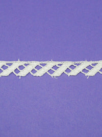 1/2" Pearl White 100% Rayon Diagonal Crosshatch Venise Lace Trim