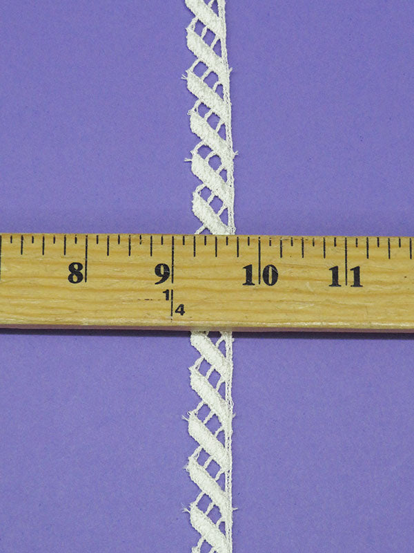 1/2" Pearl White 100% Rayon Diagonal Crosshatch Venise Lace Trim