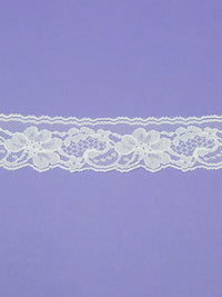 1.75" White 100% Polyester Floral Scalloped Lace Netting Edging Trim