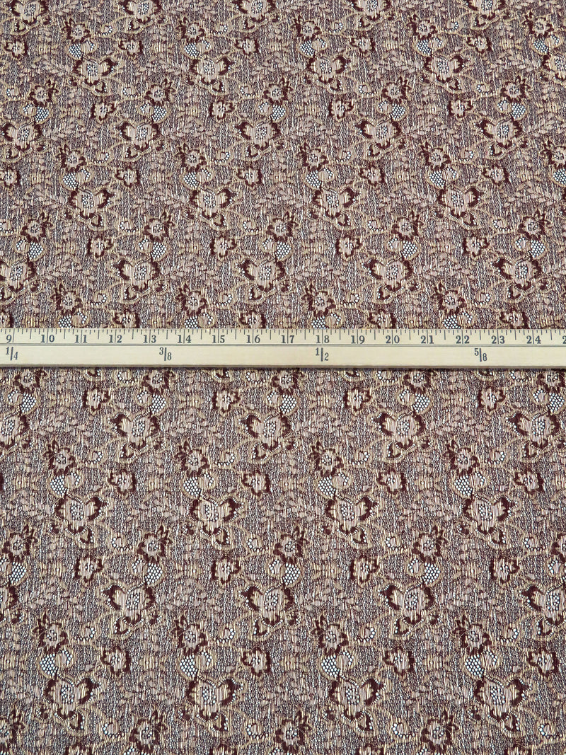 Chocolate/Flax/Tan Nylon/Lycra Floral Weave Stretch Lace 57W