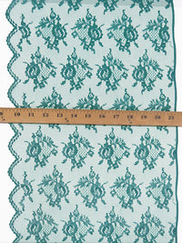 12" Teal 100% Polyester Floral Lace Netting Edging Trim