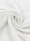 Icy White 100% Nylon Double Scalloped Border Floral Corded Lace 58W