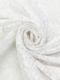 Icy White 100% Nylon Double Scalloped Border Floral Corded Lace 58W
