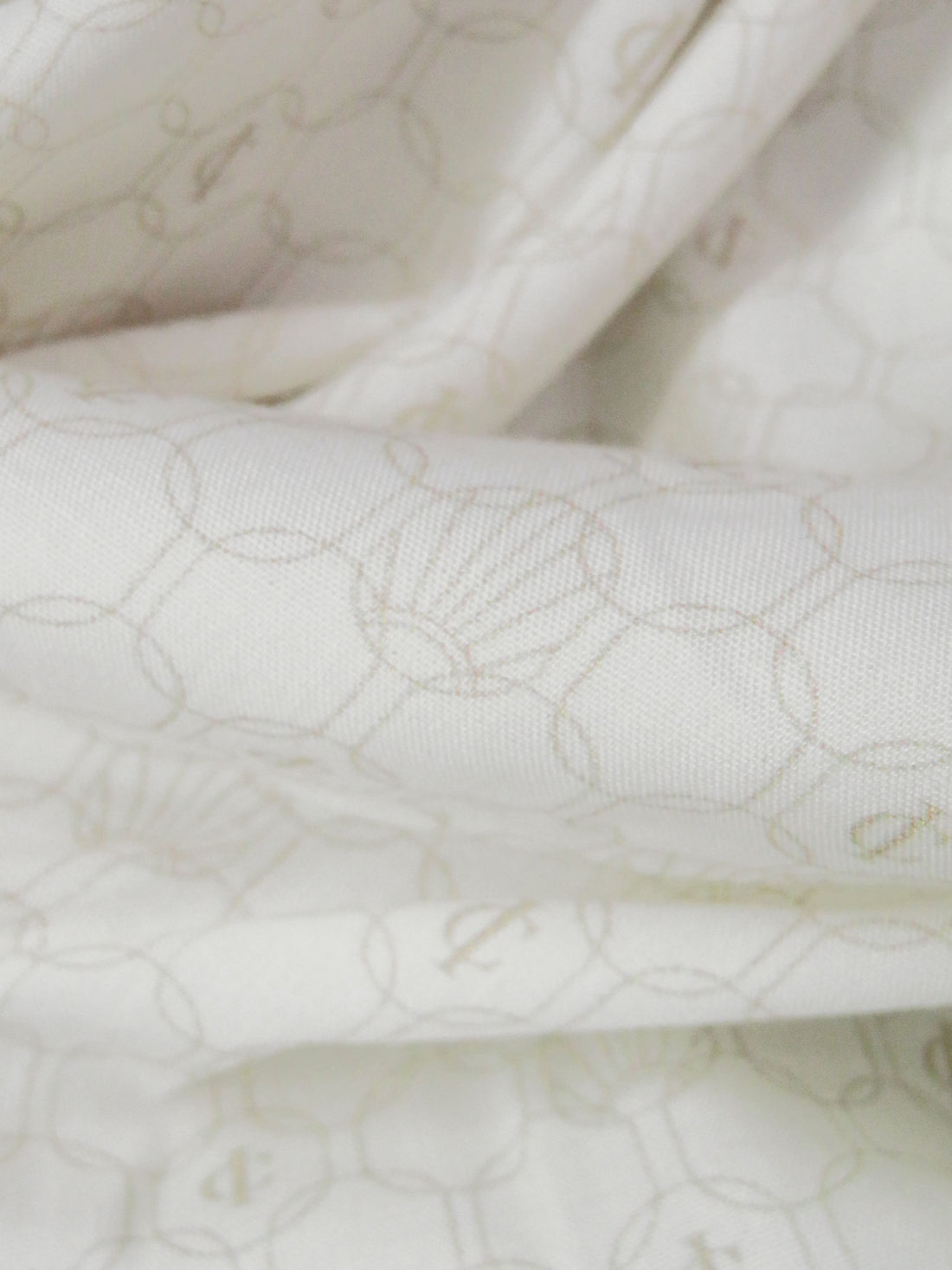 Off-White/Washed-Out Olive 100% Rayon Novelty Overlapping Circles Print Challis - NY Designer - 56W