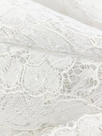 Icy White 100% Nylon Double Scalloped Border Floral Corded Lace 58W