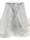 Icy White 100% Nylon Double Scalloped Border Floral Corded Lace 58W