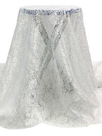 Icy White 100% Nylon Double Scalloped Border Floral Corded Lace 58W