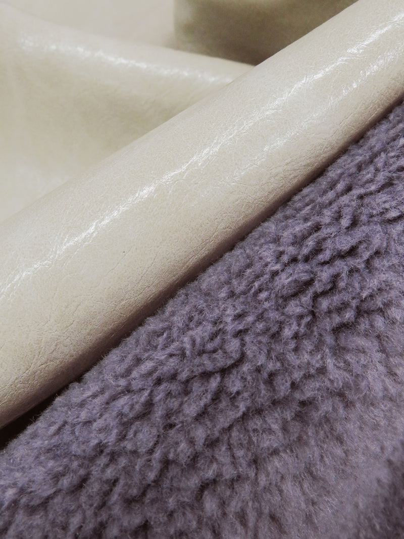 Dusty Amethyst/Cement Polyester/Polyurethane Double-Faced Sherpa Faux Fur - NY Designer - 62W