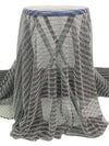 Black/Bright Silver 100% Nylon Double Scalloped Border Novelty Corded Lace 53W