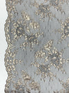 Metallic Gold/Black Nylon/Metallic Double Scalloped Border Floral Lace 56W