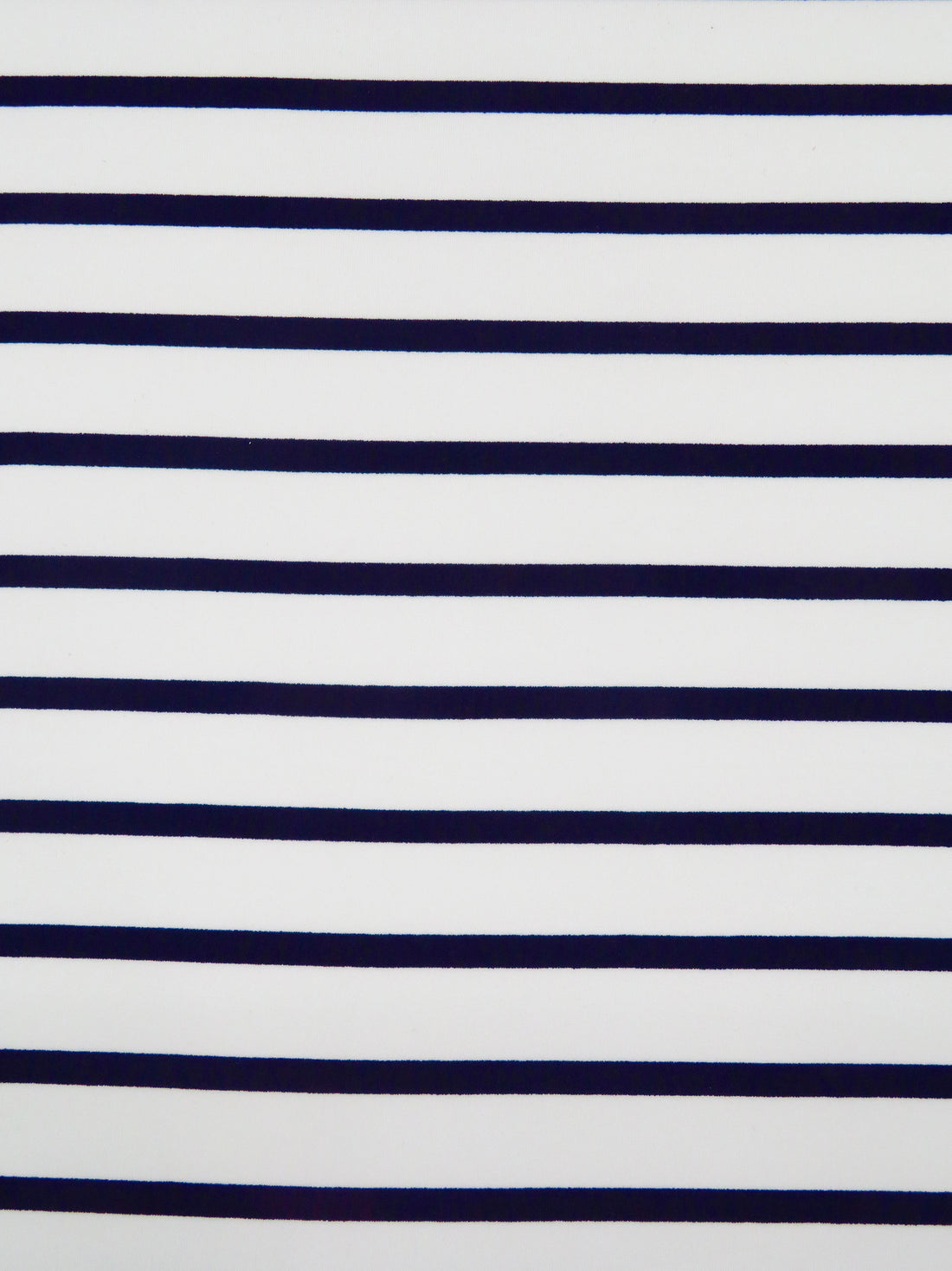 White/Midnight Navy Polyester/Lycra Horizontal Stripe Print ITY Knit - Norma Kamali - 59W