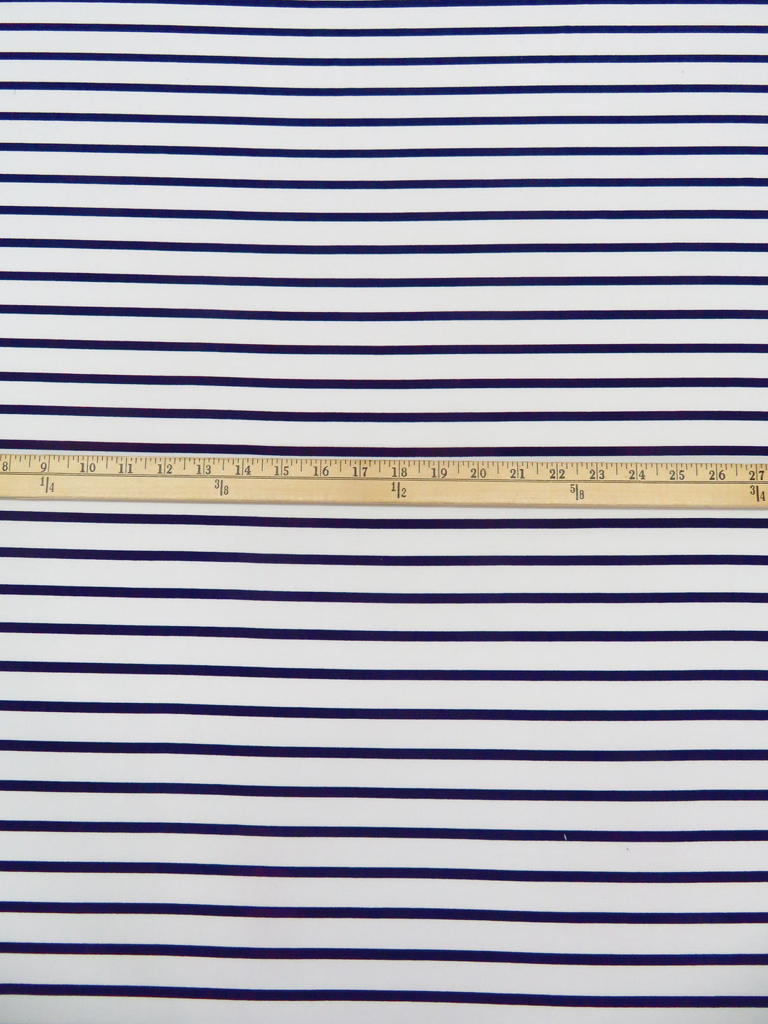 White/Midnight Navy Polyester/Lycra Horizontal Stripe Print ITY Knit - Norma Kamali - 59W