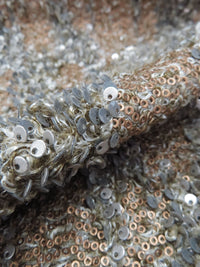 Copper/Silver/Cedar/Multi Polyester/Lycra Curly Faux Fur Knit With Sequins - NY Designer - 62W