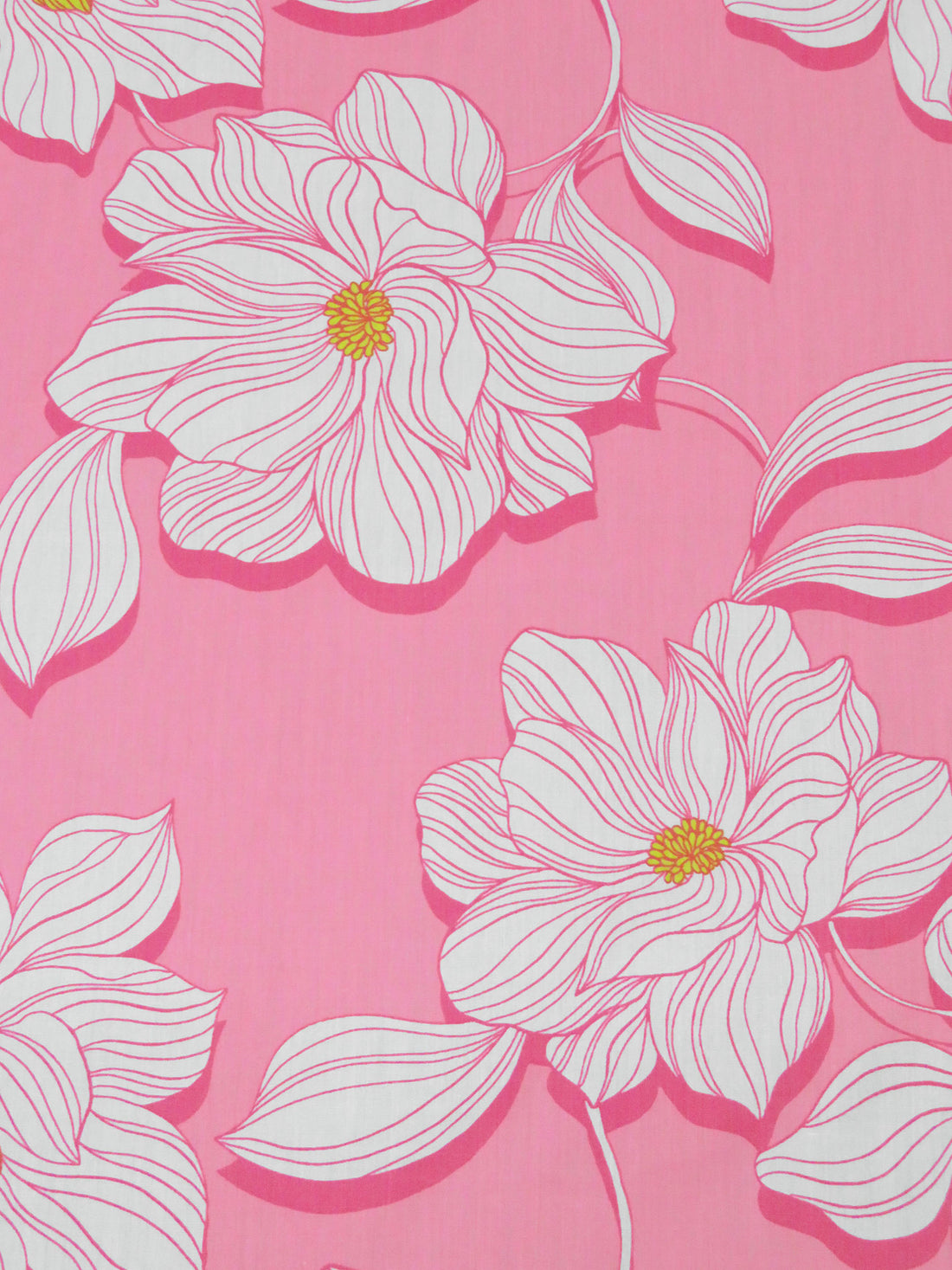 Pink Sherbet/Maize/White 100% Cotton Large Artistic Floral Print Lawn - NY Designer - 55W