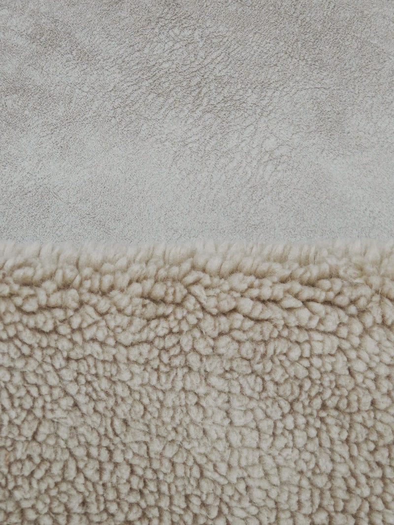 Vanilla Latte 100% Polyester Double Faced Sherpa Suede Coating - NY Designer - 58W