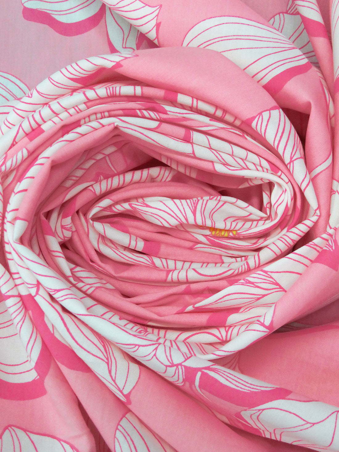 Pink Sherbet/Maize/White 100% Cotton Large Artistic Floral Print Lawn - NY Designer - 55W