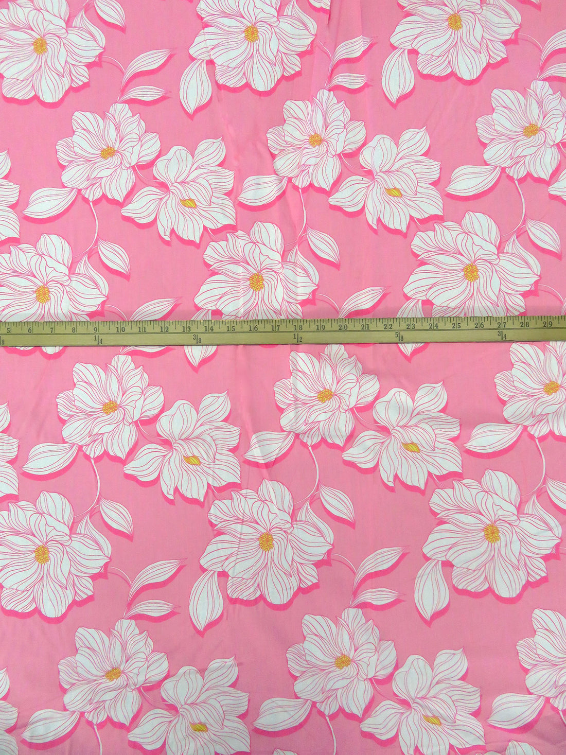 Pink Sherbet/Maize/White 100% Cotton Large Artistic Floral Print Lawn - NY Designer - 55W