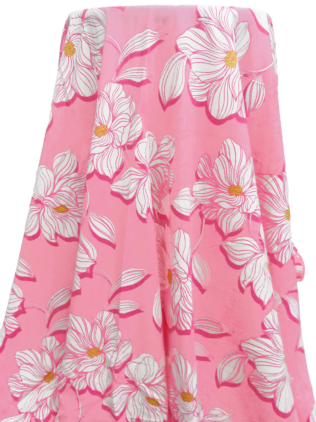 Pink Sherbet/Maize/White 100% Cotton Large Artistic Floral Print Lawn - NY Designer - 55W