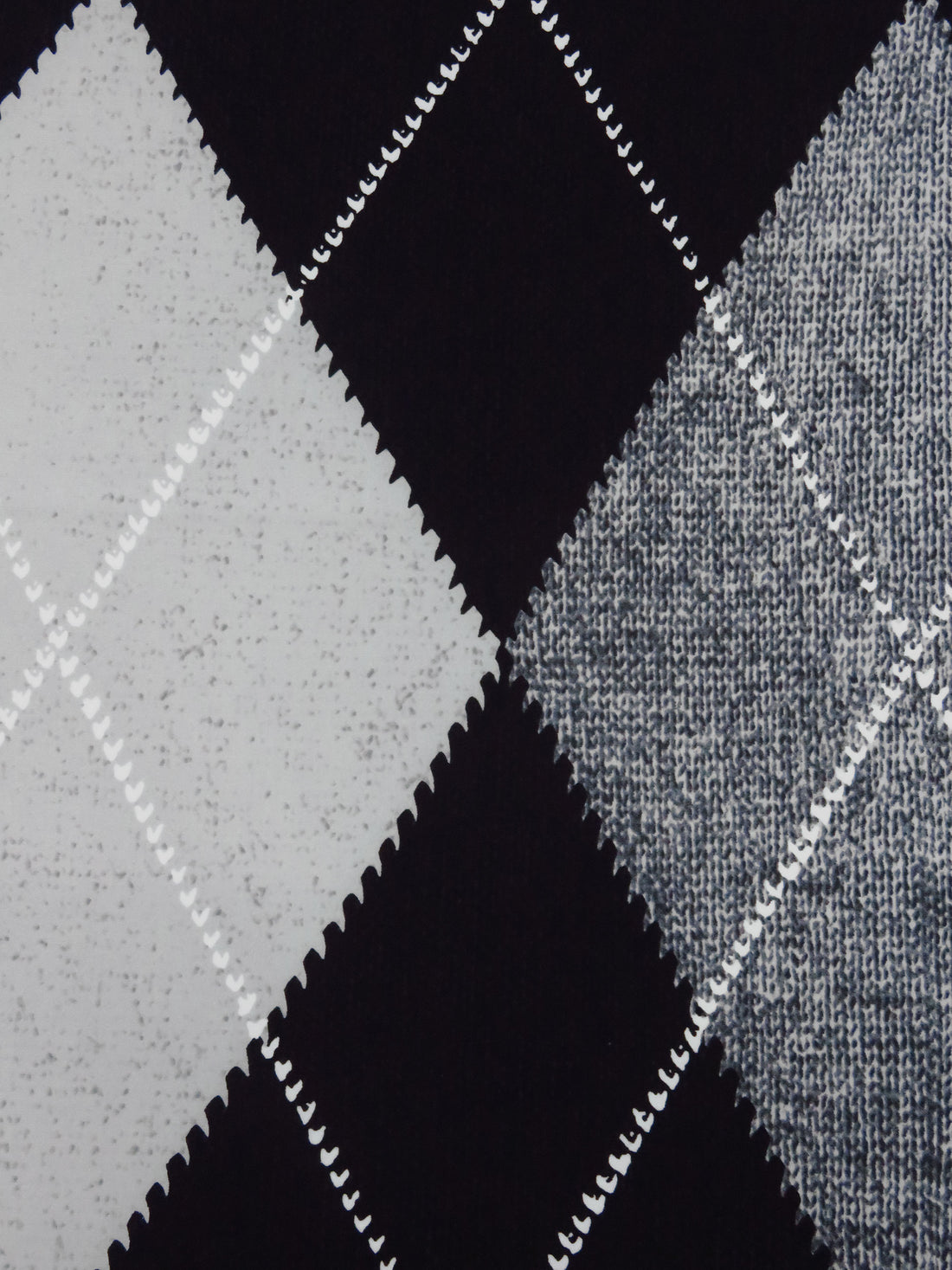 Black/Middle Gray/Light Gray Polyester/Lycra Argyle Print ITY Knit - Norma Kamali - 57W