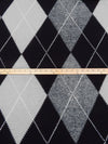 Black/Middle Gray/Light Gray Polyester/Lycra Argyle Print ITY Knit - Norma Kamali - 57W