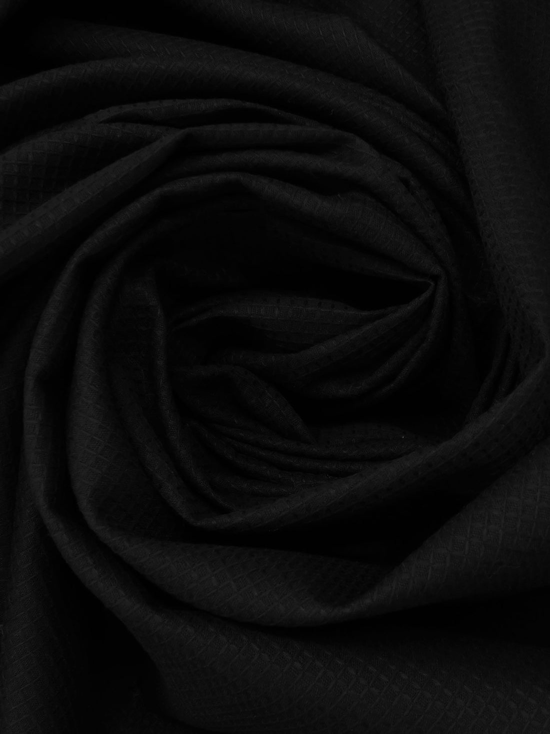 Pitch Black 100% Cotton Waffle Weave Shirting - NY Designer - 63W