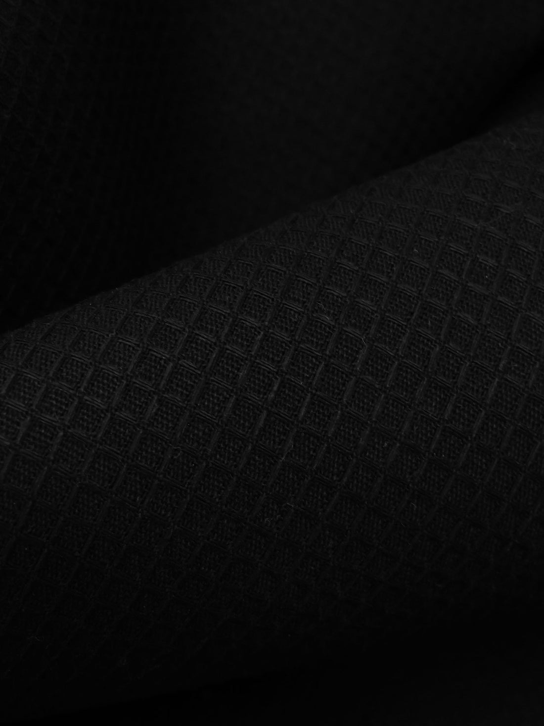 Pitch Black 100% Cotton Waffle Weave Shirting - NY Designer - 63W