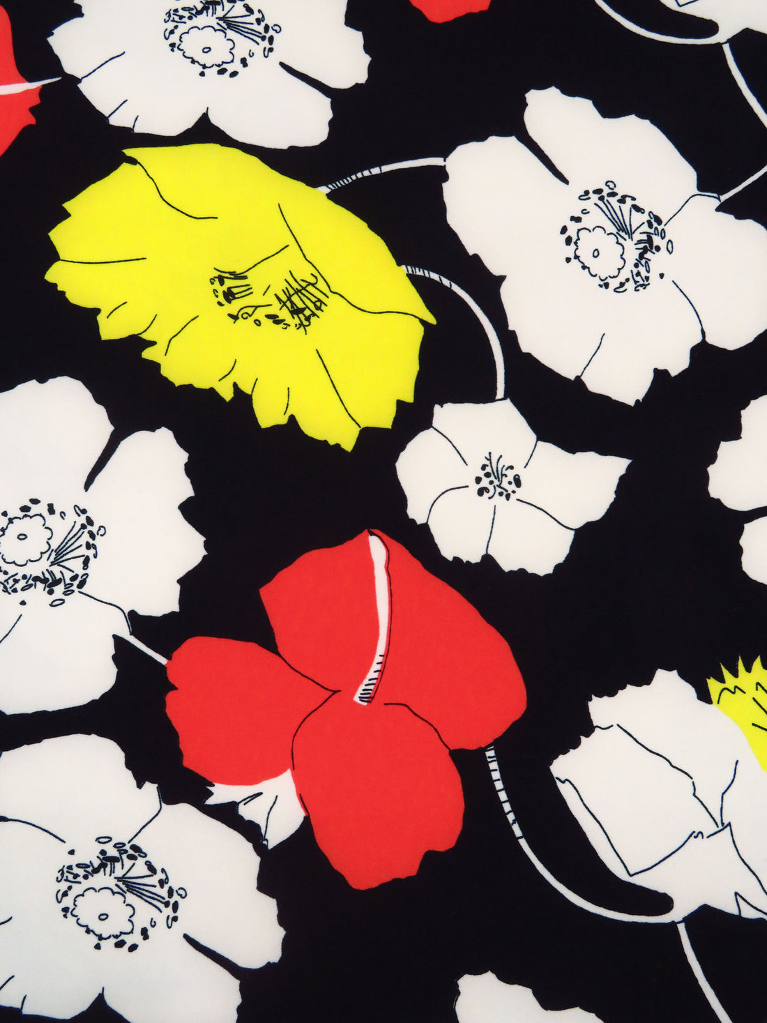 Black/Dark Vanilla/Vivaldi Red/Lemon Polyester/Lycra Floral Print ITY Knit - Norma Kamali - 58W