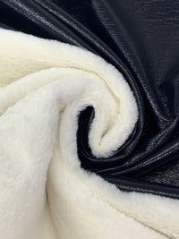 Alabaster/Dark Navy 100% Polyester/Polyurethane Double-Faced Short Hair Faux Fur-Lined Coating 58W