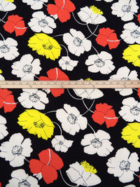Black/Dark Vanilla/Vivaldi Red/Lemon Polyester/Lycra Floral Print ITY Knit - Norma Kamali - 58W