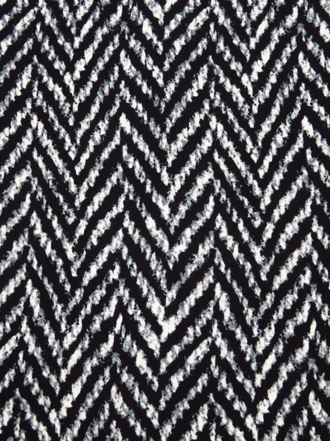 Black/Trolley Gray/White Polyester/Lycra Distressed Herringbone Print ITY Knit - Norma Kamali - 58W