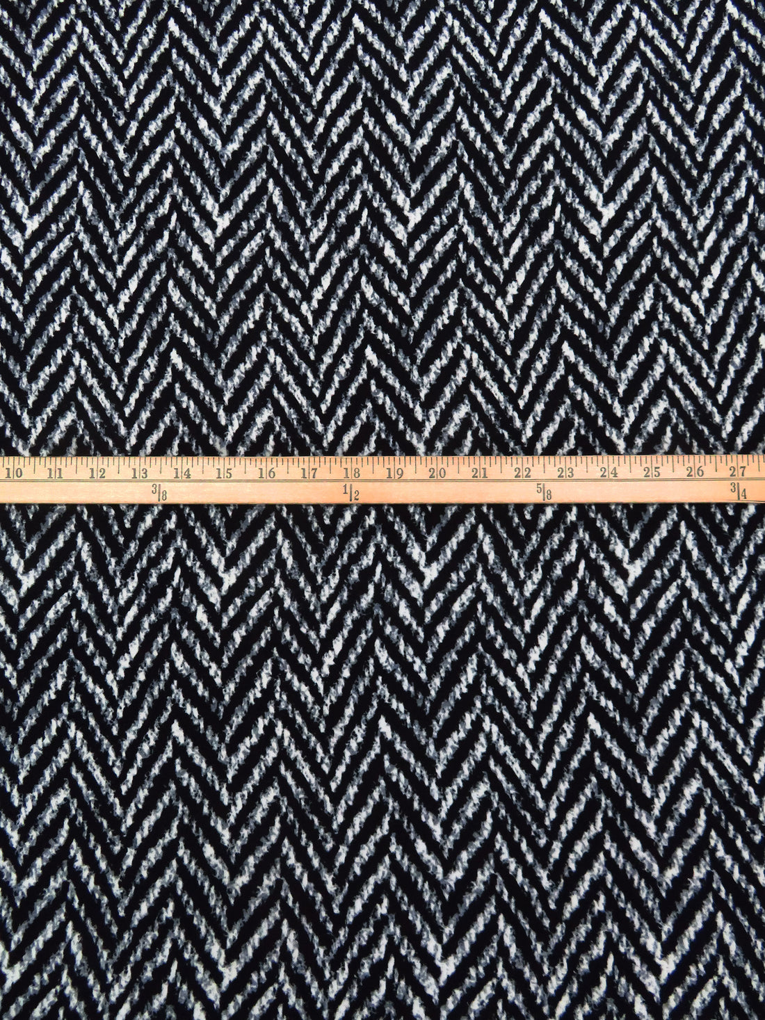 Black/Trolley Gray/White Polyester/Lycra Distressed Herringbone Print ITY Knit - Norma Kamali - 58W