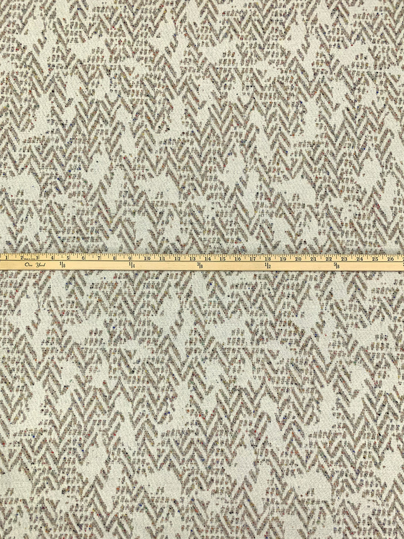 Bone/Taupe/Multi Wool/Nylon Textured Novelty Jacquard Coating - NY Designer - 57W