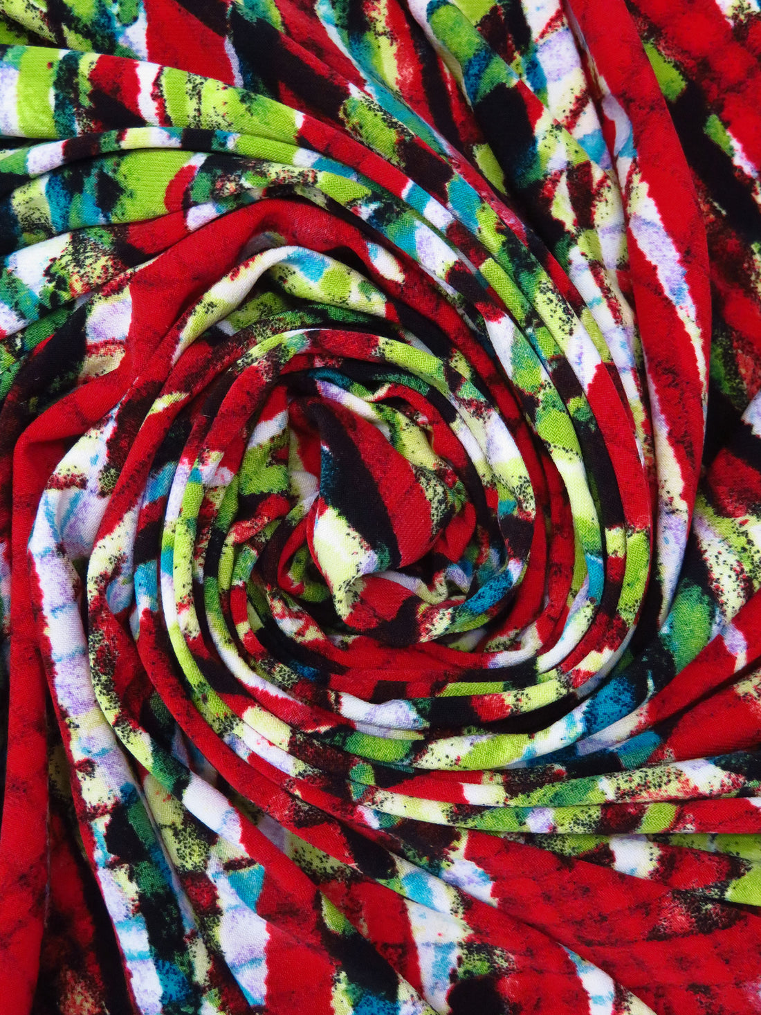 Crimson/Apple Green/Black/Multi Polyester/Lycra Abstract Print ITY Knit - Norma Kamali - 57W
