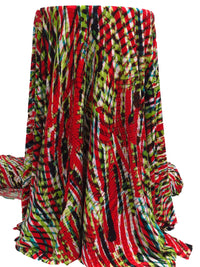 Crimson/Apple Green/Black/Multi Polyester/Lycra Abstract Print ITY Knit - Norma Kamali - 57W