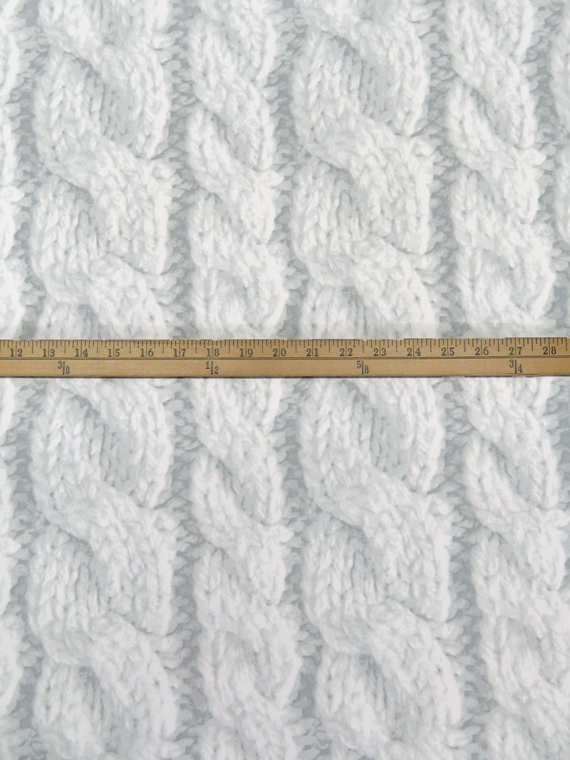 Light Gray/Ash Gray/White Polyester/Lycra Large Cable Knit Print ITY Knit - Norma Kamali - 57W