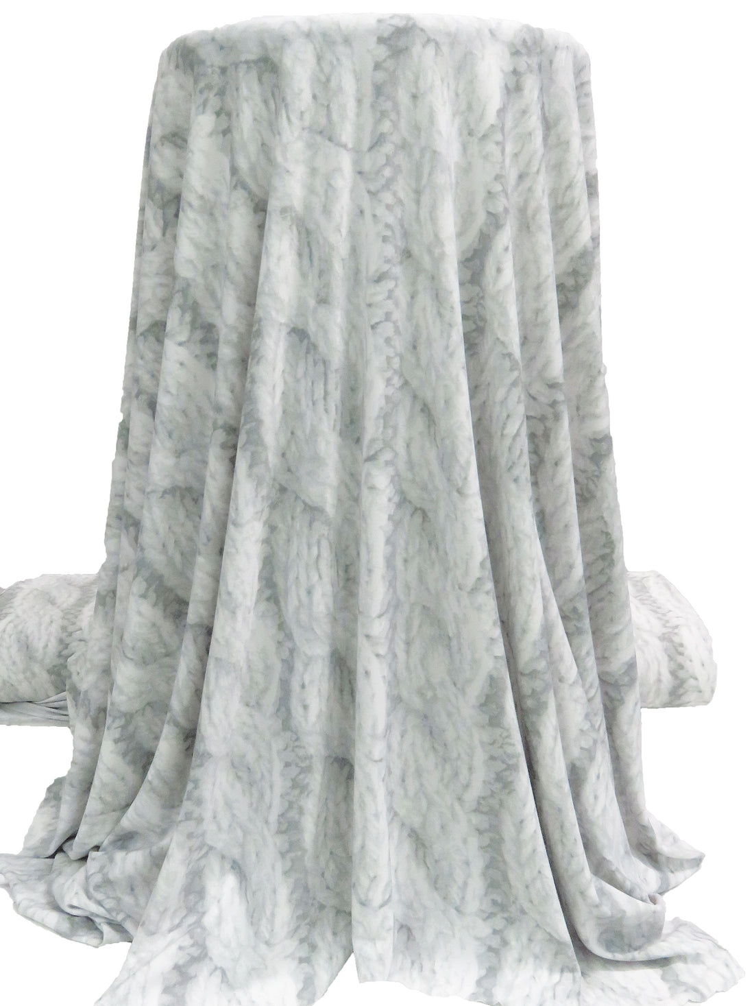 Light Gray/Ash Gray/White Polyester/Lycra Large Cable Knit Print ITY Knit - Norma Kamali - 57W