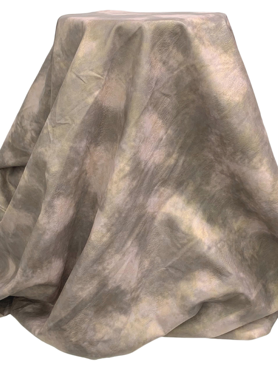 Mauve Taupe/Dusty Pink/Gold 100% Polyurethane Tie-Dye Look Faux Leather - NY Designer - 55W