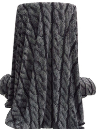 Dark Charcoal/Granite/Black Polyester/Lycra Large Cable Knit Print ITY Knit - Norma Kamali - 58W