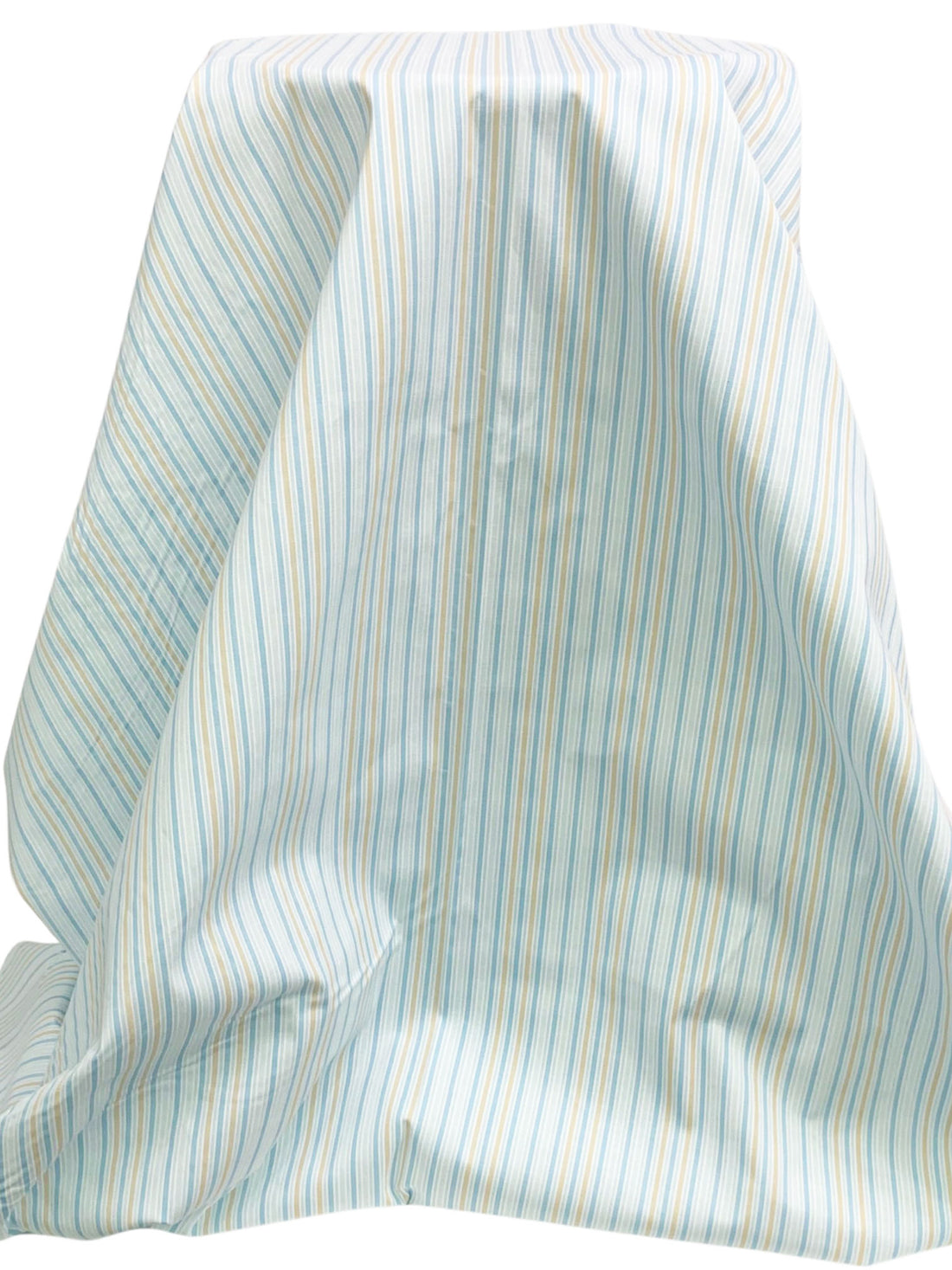 Pewter Blue/Khaki/White Cotton/Lycra Vertical Stripe Stretch Poplin Shirting 48W