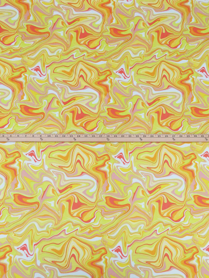 Electric Lime/Salamander/Dusty Blush/Multi Polyester/Lycra Marbled-Look Print Double Brushed Knit 58W