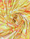 Electric Lime/Salamander/Dusty Blush/Multi Polyester/Lycra Marbled-Look Print Double Brushed Knit 58W