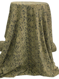 Pale Oak/Black/Forest Floor Polyester/Lycra Snakeskin Print Satin-Back Twill Stretch Suiting 57W