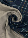 Navy/White/Yellow/Khaki Gray 100% Cotton Plaid Double-Faced Quilted Coating - NY Designer - 58W